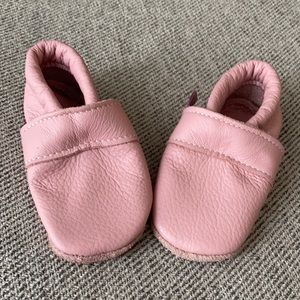 Pink Leather Baby Booties